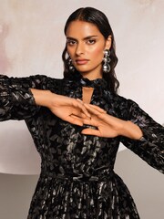 Love & Roses Black Star Petite Burnout Velvet Mini Dress - Image 2 of 4