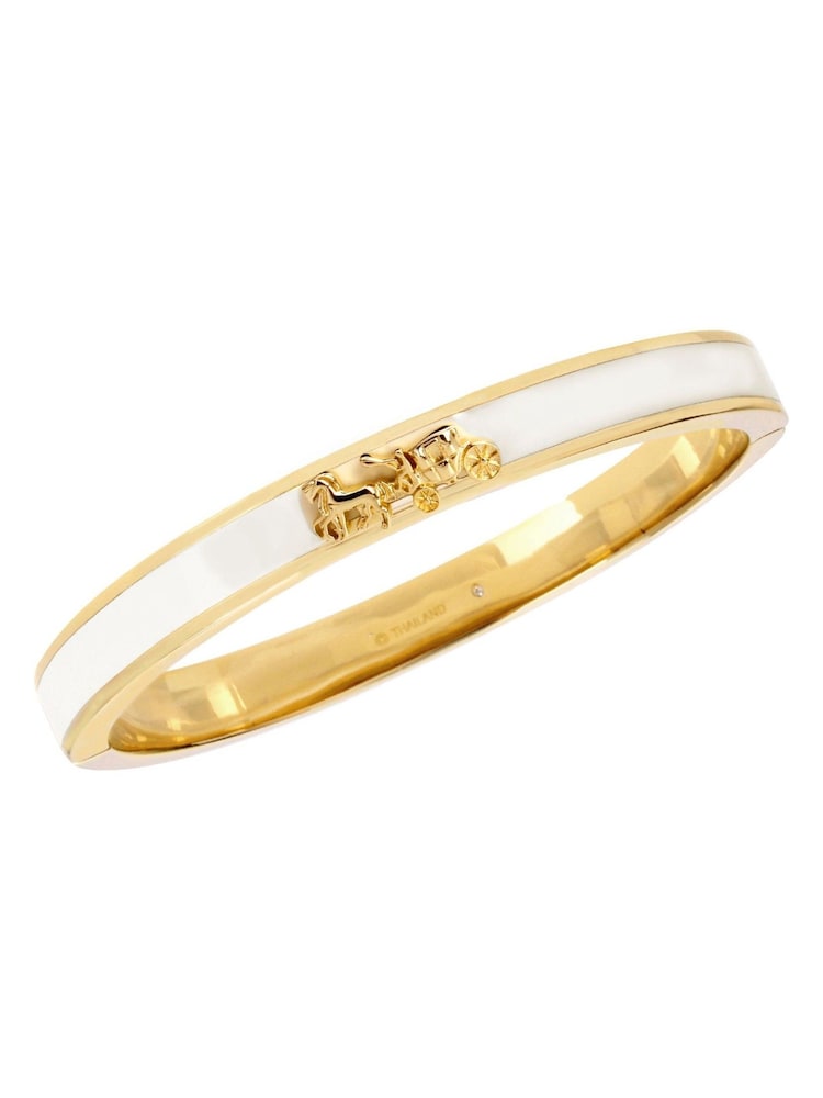 COACH Gold Tone Horse & Carriage Enamel Hinged Bangle Bracelet - Image 2 of 3