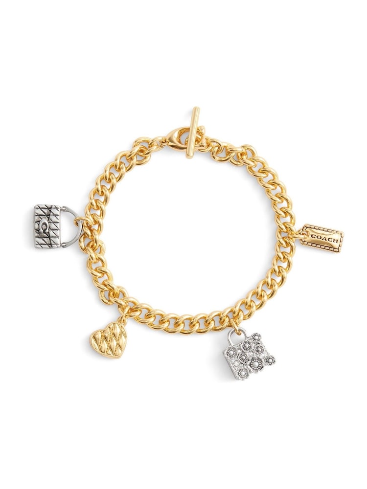 COACH Gold Tone Signature Handbag Charm Bracelet - Image 1 of 4