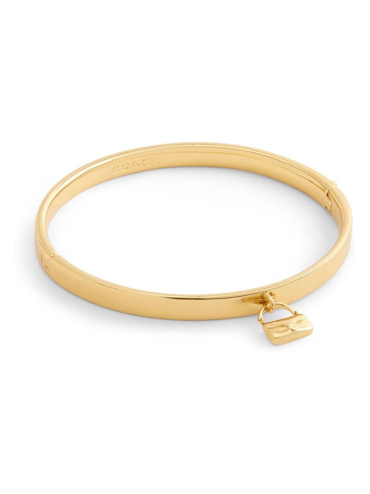 COACH Gold Tone Signature Handbag Charm Bangle Bracelet - Image 1 of 3