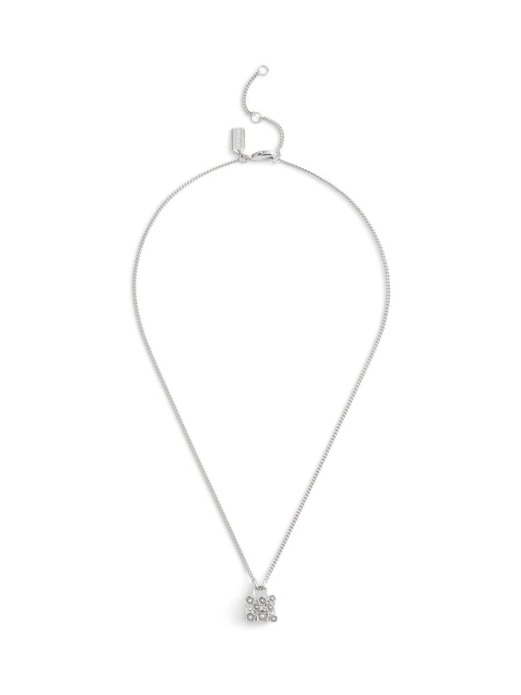 COACH Silver Tone Signature Tea Rose Handbag Pendant Necklace - Image 1 of 3
