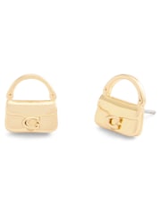 COACH Gold Tone Signature Handbag Stud Earrings - Image 1 of 3