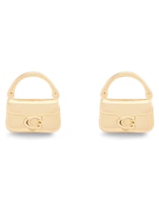COACH Gold Tone Signature Handbag Stud Earrings - Image 2 of 3