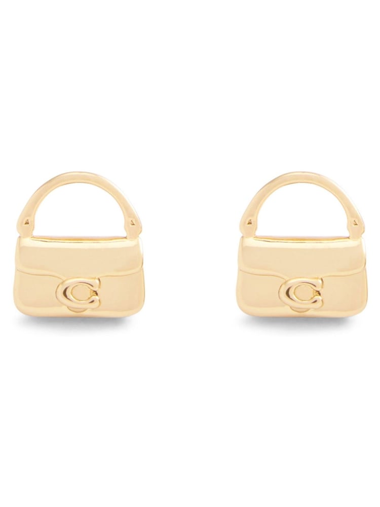 COACH Gold Tone Signature Handbag Stud Earrings - Image 2 of 3