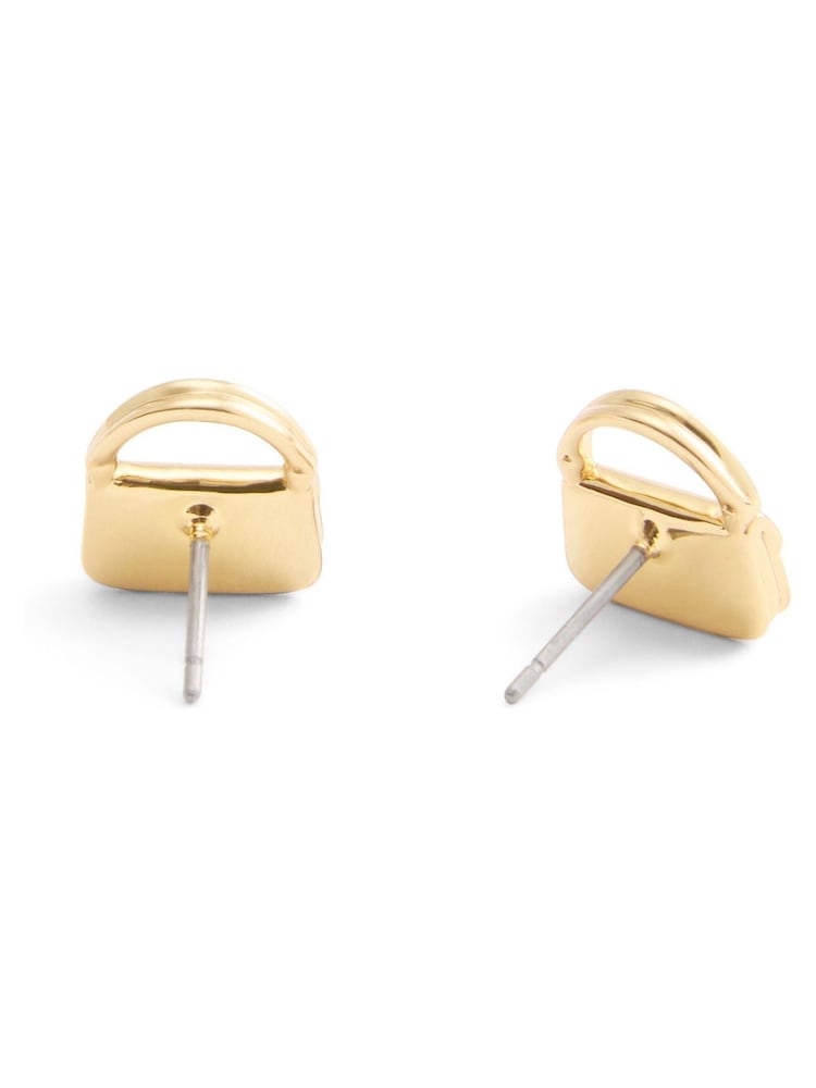 COACH Gold Tone Signature Handbag Stud Earrings - Image 3 of 3