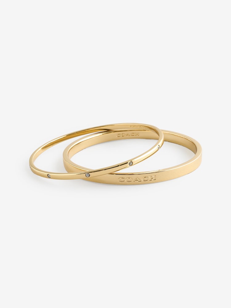 COACH Gold Tone Signature Bangle Bracelet Boxed Set - Image 1 of 2
