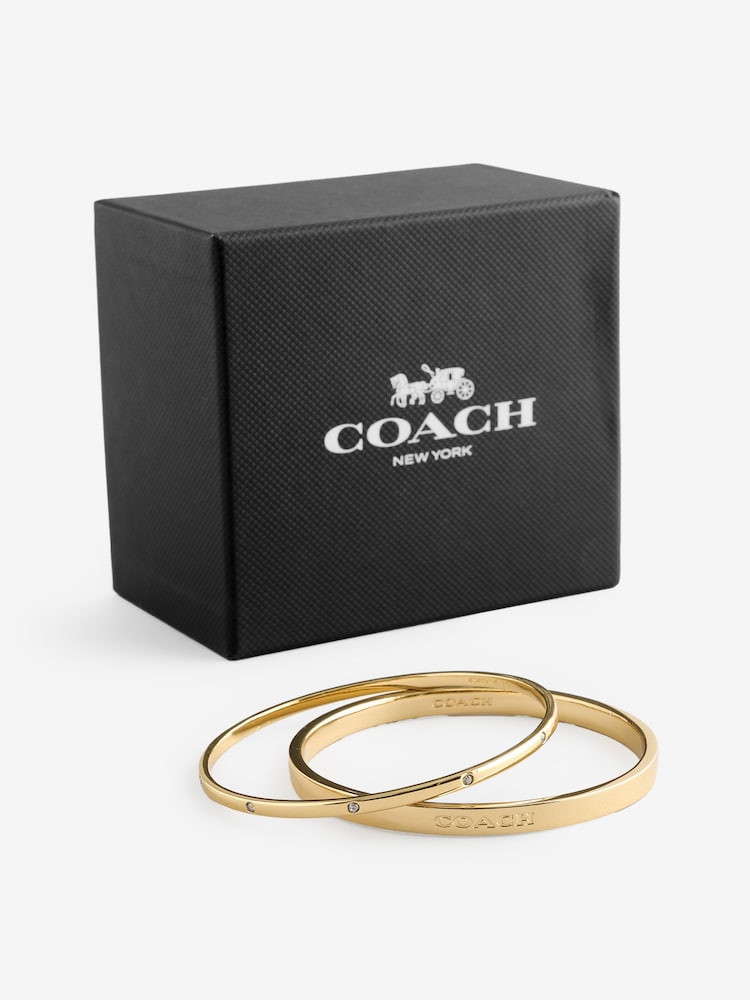 COACH Gold Tone Signature Bangle Bracelet Boxed Set - Image 2 of 2