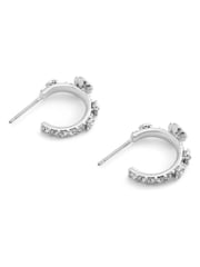 COACH Silver Tone Signature Tea Rose Huggie Earrings - Image 3 of 3