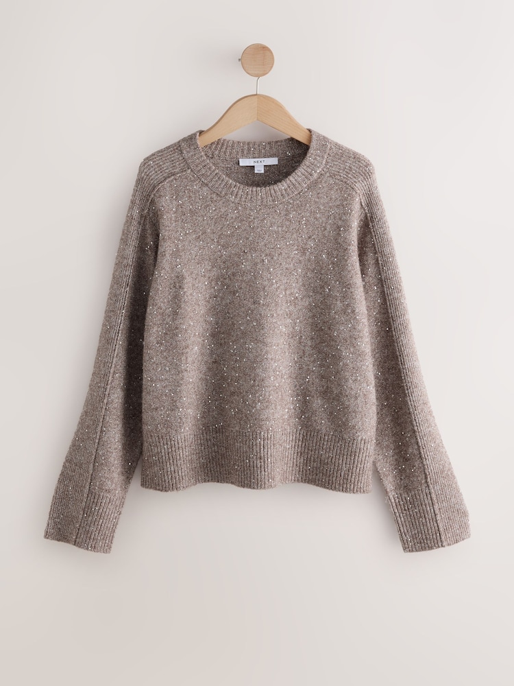 Neutral Sequin - Blusa de malha Crew Neck com wool - Imagem 1 de 3
