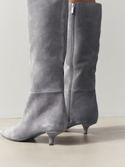 Grey Suede Signature Underset Heel Knee High Boots - Image 5 of 5