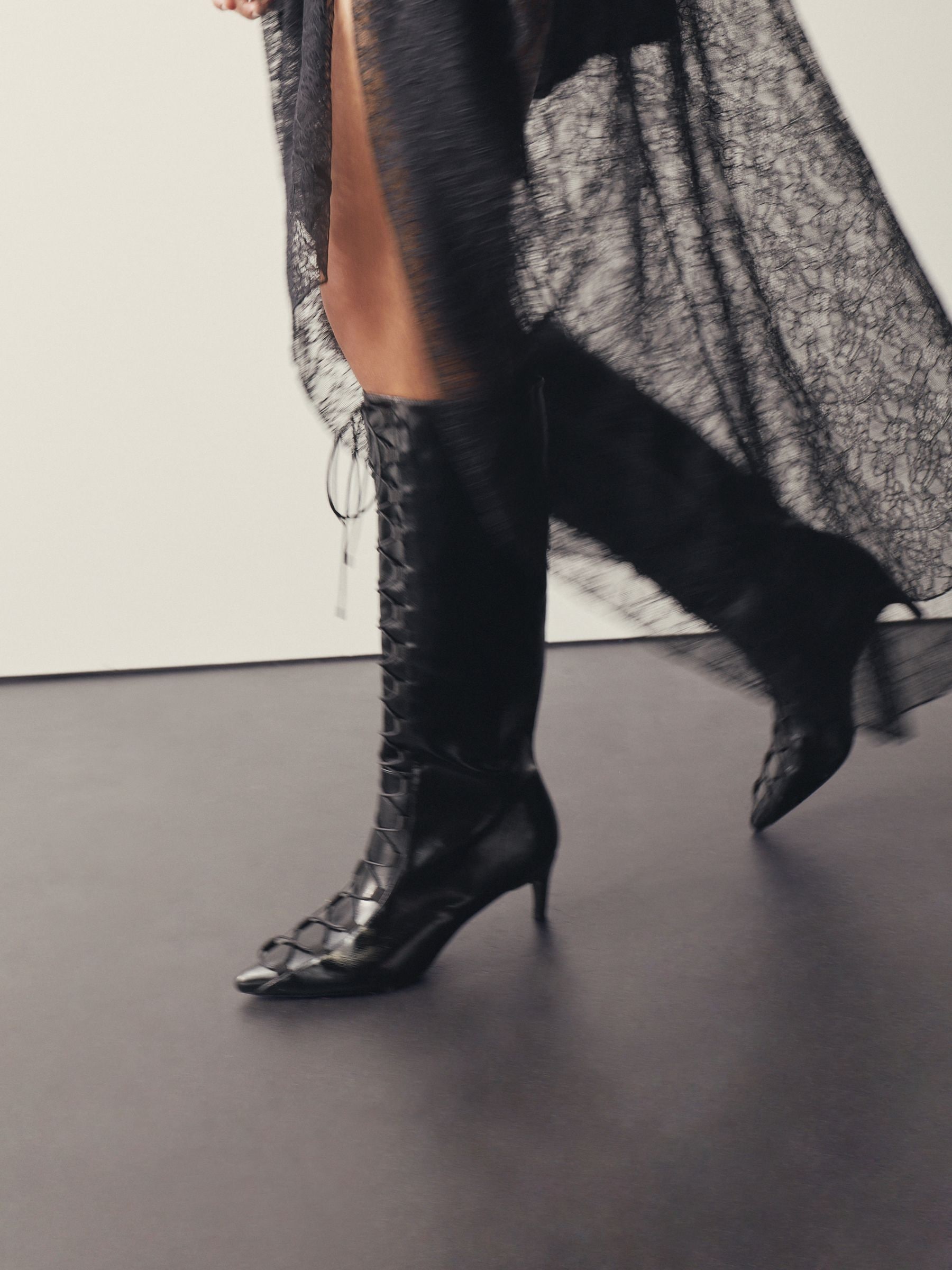 Buy Black Forever Comfort® Knee High Lace Up Corset Boots from