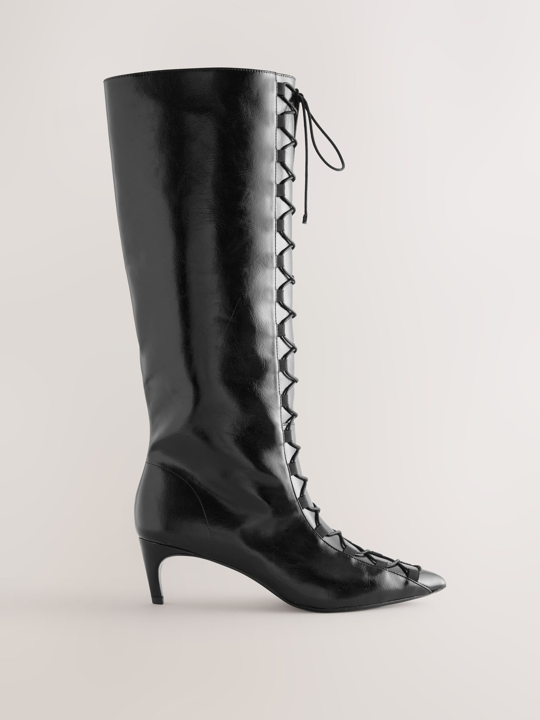 Buy Black Forever Comfort® Knee High Lace Up Corset Boots from