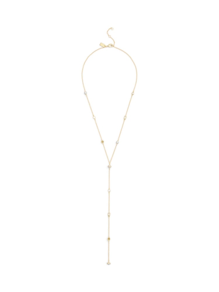 COACH Gold Tone Signature Heritage Pearl Charm Strand Y Necklace - Image 1 of 3