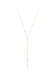 COACH Gold Tone Signature Heritage Pearl Charm Strand Y Necklace - Image 2 of 3