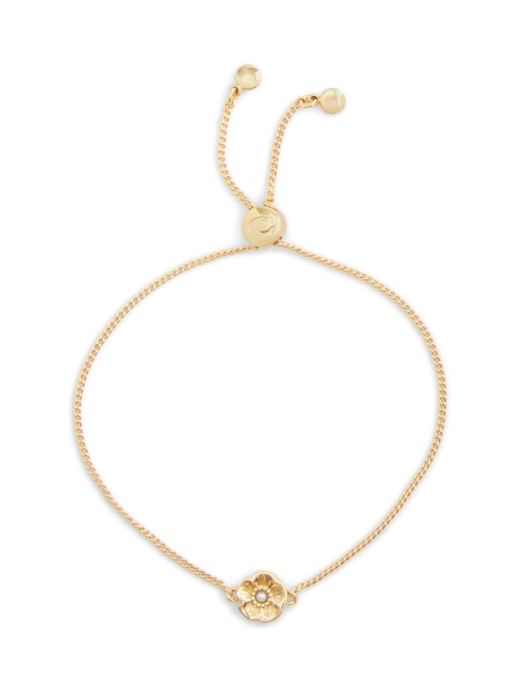 COACH Gold Tone Signature Tea Rose Slider Bracelet - Image 1 of 4