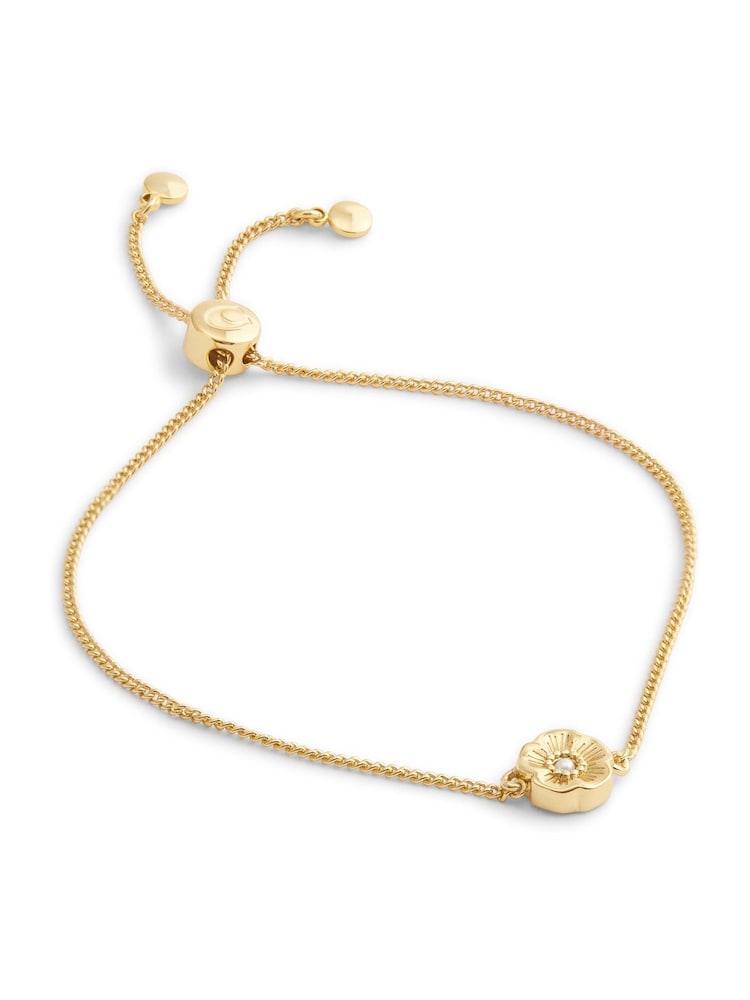 COACH Gold Tone Signature Tea Rose Slider Bracelet - Image 2 of 4