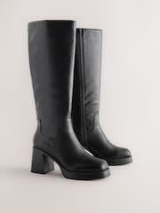 Black Forever Comfort® Knee High Platform Boots - Image 2 of 5