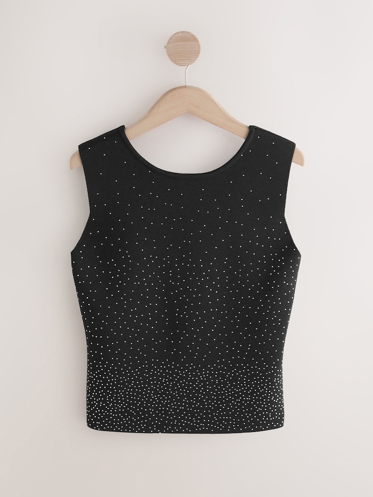 Negro brillante - Backless Knitted Top - Imagen 1 de 3