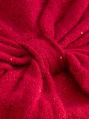 Barva češnje - Pulover s pentljo z odkritimi rameni in bleščicami - Slika 7 iz 8