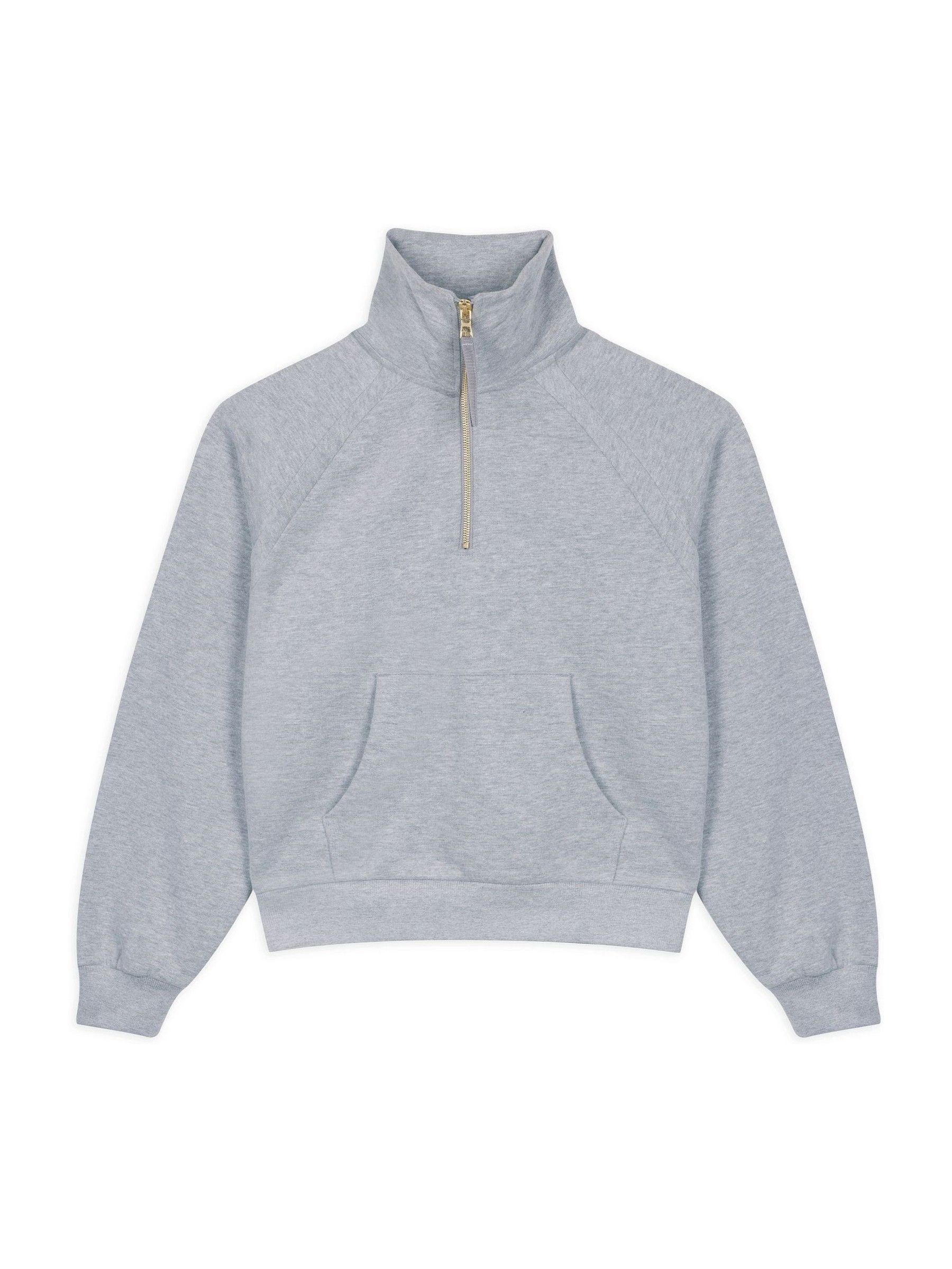 natpe様 Przeglądaj Szary melanżowy - Cotton-Rich Jersey Zip Up