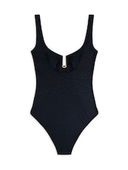 Chelsea Peers Black Leopard Jacquard U Front Swimsuit - Image 4 of 6