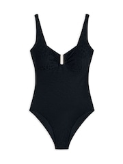 Chelsea Peers Black Leopard Jacquard U Front Swimsuit - Image 5 of 6