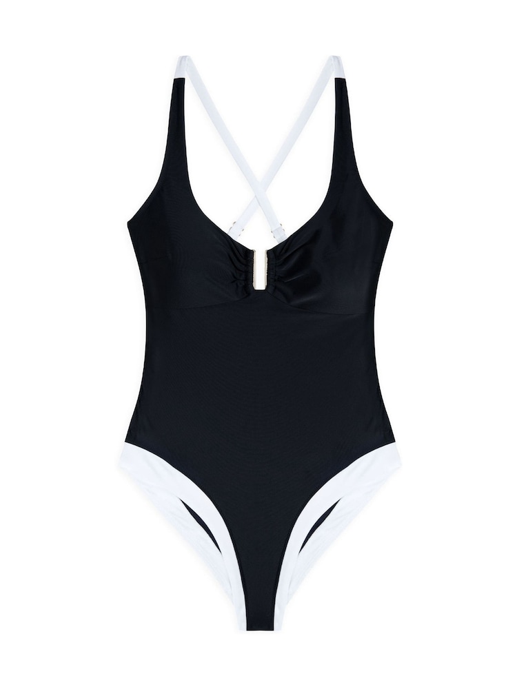 Chelsea Peers Black/White Leopard Jacquard U Front Swimsuit - Image 5 of 5