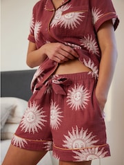 Chelsea Peers 100% Cotton Cheesecloth Bohemian Sun Print Short Pyjamas Set - Imagen 4 de 5