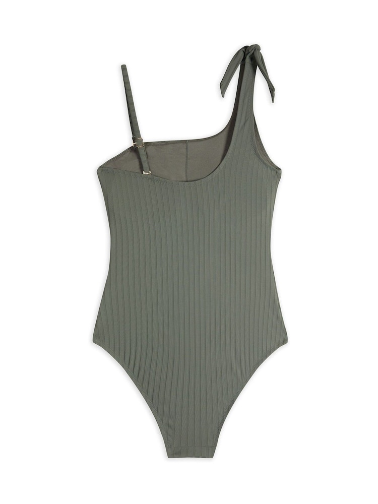 Chelsea Peers Green Rib One Shoulder Swimsuit - Image 5 of 5