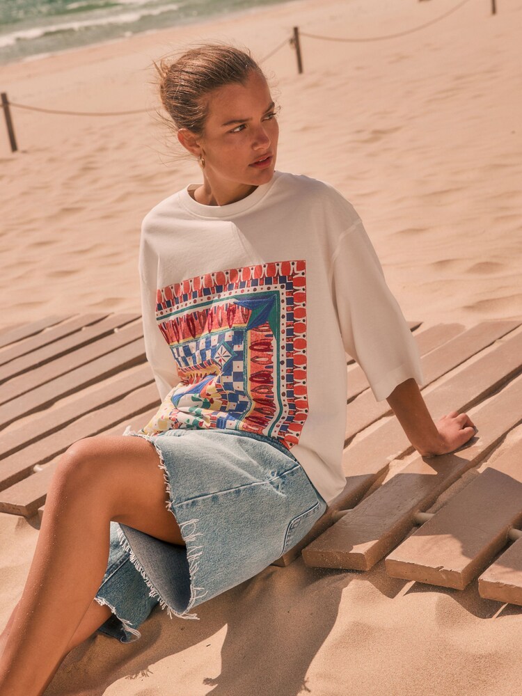 White Mosaic Placement Print Short Sleeve T-Shirt - Image 1 of 7