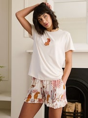Chelsea Peers White T-Shirt Pyjamas Bohemian Paradise Print Cami Short Pyjamas Set - Image 3 of 5