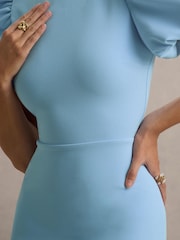 Club L London Blue Dakota Puff-Sleeve Midi Dress - Image 6 of 6