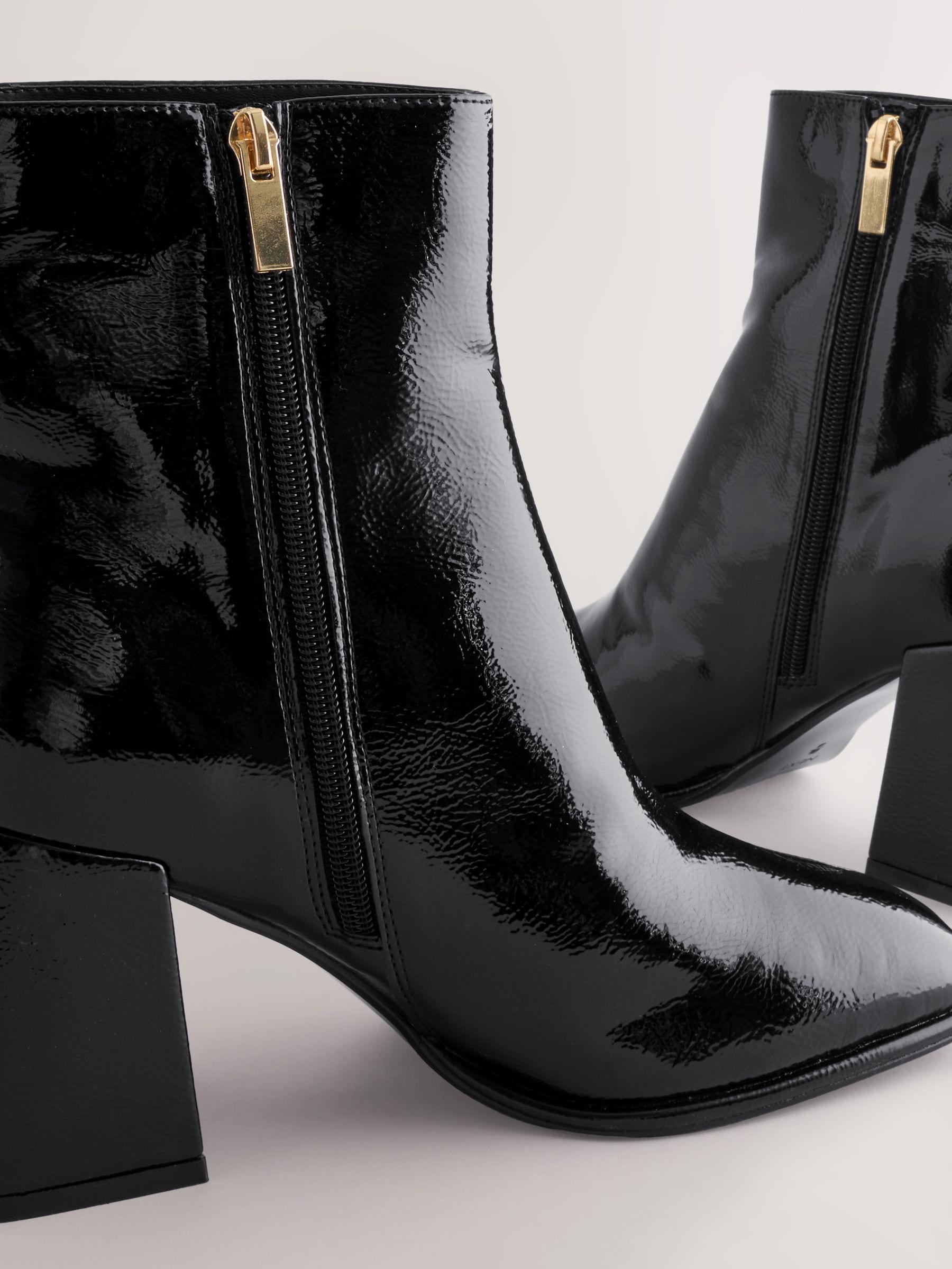 Buy Black Patent Forever Comfort® Square Toe Block Heel Ankle