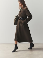 Black Leather Signature Curved Toe Sock Boots - Image 3 of 12