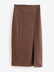 Bardot Brown Dante Vegan Suede Midi Skirt - Image 1 of 3