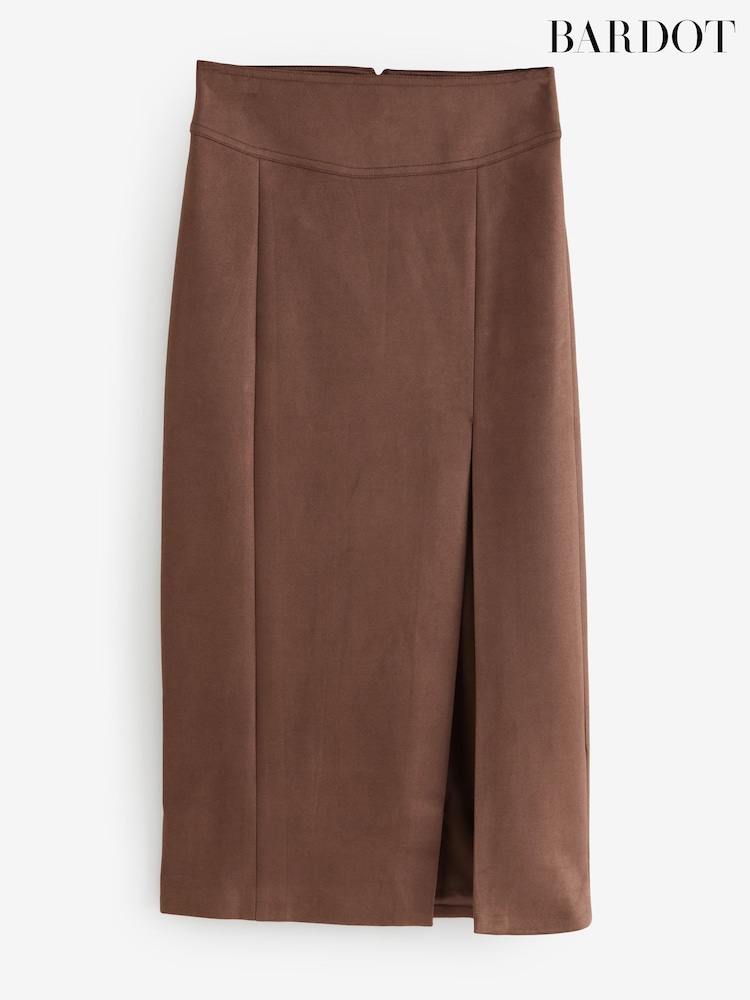 Bardot Brown Dante Vegan Suede Midi Skirt - Image 2 of 3