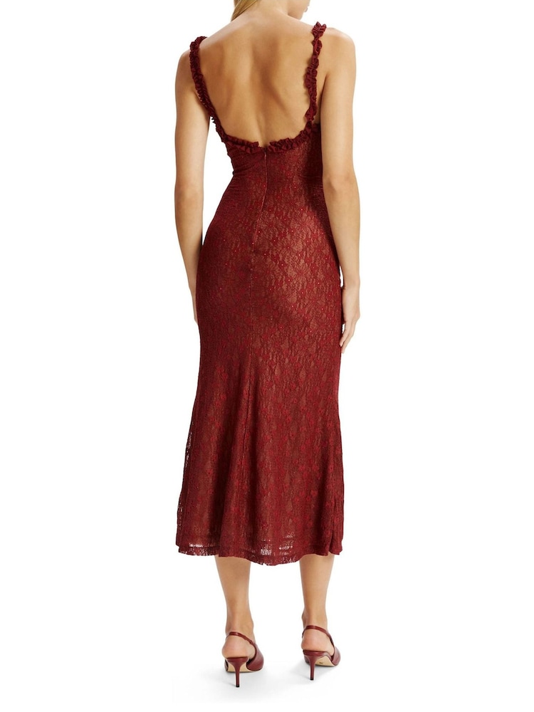 Bardot Brown Alegra Stretch Lace Midi Dress - Image 4 of 4
