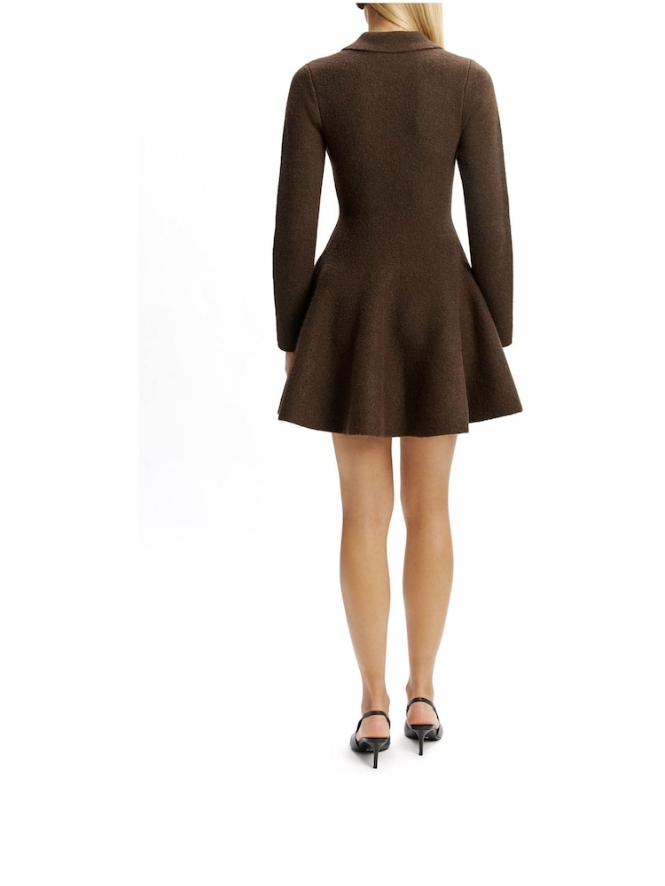 Bardot Brown Mini Lexter Volume Knit Dress - Image 2 of 4