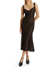 Bardot Black Alegra Stretch Lace Midi Dress - Image 1 of 4