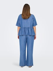 ONLY Curve Blue Bow Denim Shirt - Image 2 of 6