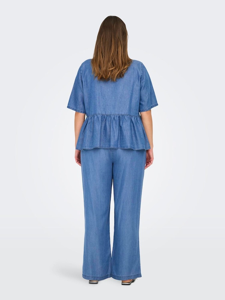 ONLY Curve Blue Bow Denim Shirt - Image 2 of 6