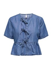 ONLY Curve Blue Bow Denim Shirt - Image 5 of 6