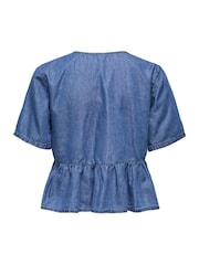 ONLY Curve Blue Bow Denim Shirt - Image 6 of 6