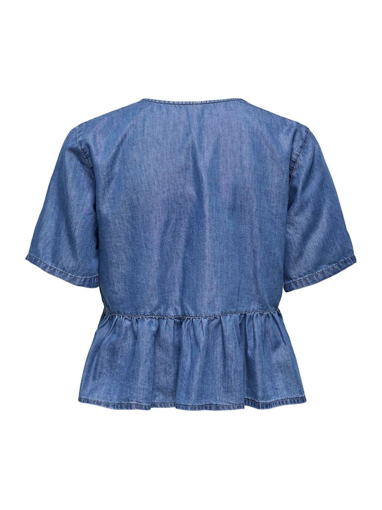 ONLY Curve Blue Bow Denim Shirt - Image 6 of 6
