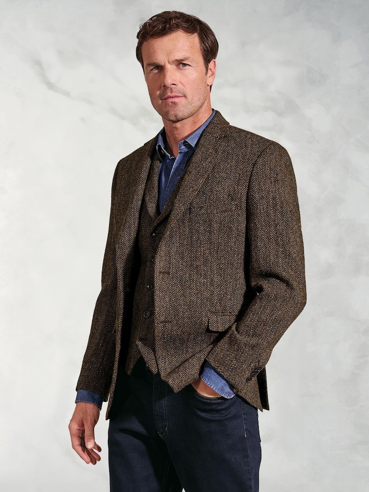 Brook Taverner Brown Harris Tweed Herringbone Jacket - Image 1 of 5