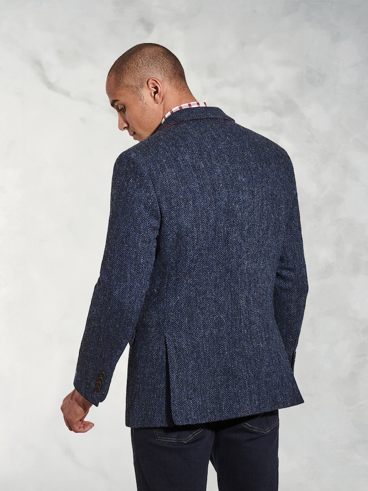 Brook Taverner Blue Herringbone Harris Tweed Jacket - Image 2 of 4