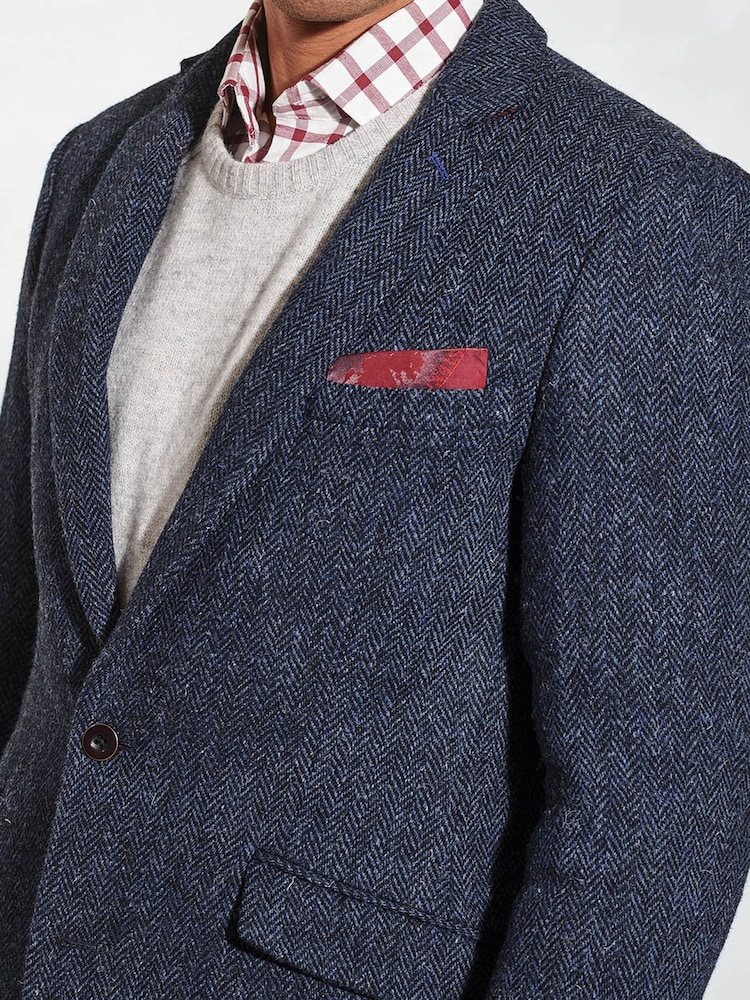 Brook Taverner Blue Herringbone Harris Tweed Jacket - Image 3 of 4