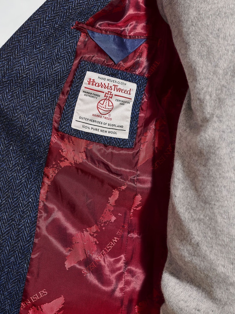 Brook Taverner Blue Herringbone Harris Tweed Jacket - Image 4 of 4