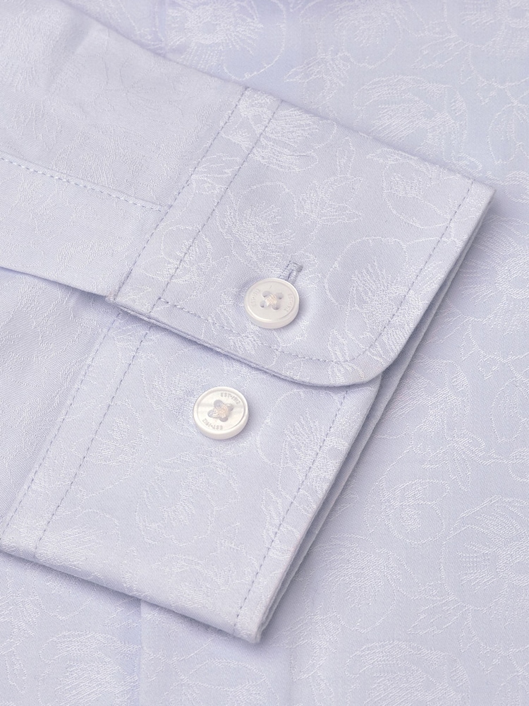Brook Taverner Purple Ocassion Floral Print Jacquard Long Sleeve Shirt - Image 5 of 5