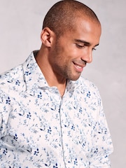 Brook Taverner Blue Ocassion Leaf Print Long Sleeve Shirt - Image 3 of 5